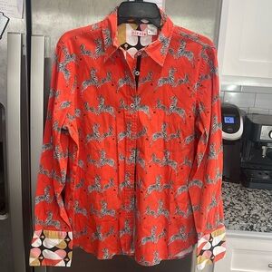 Tizzie Orange Zebra Button Down